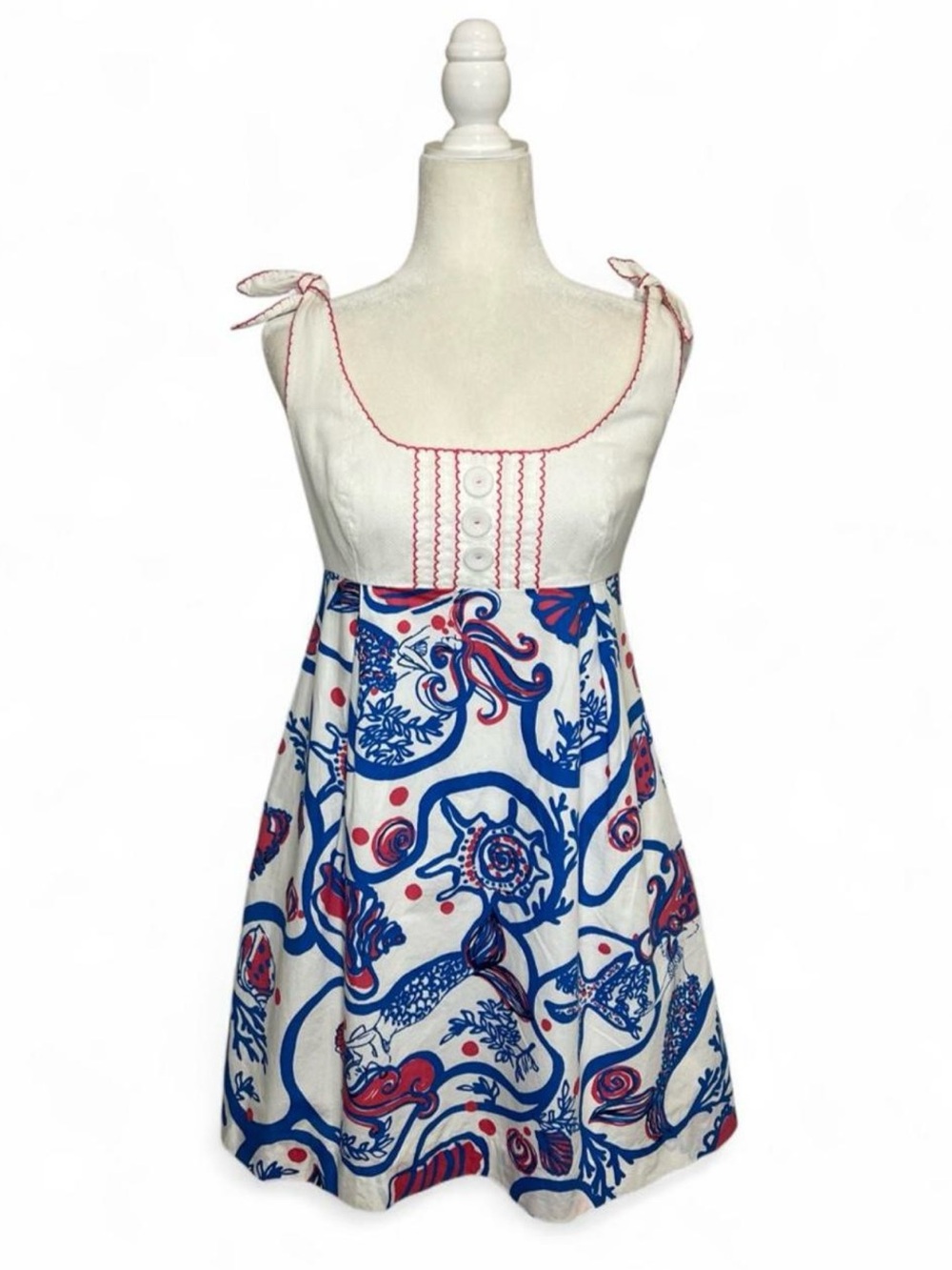 Lilly Pulitzer red white and blue mermaid mini nautical dress.